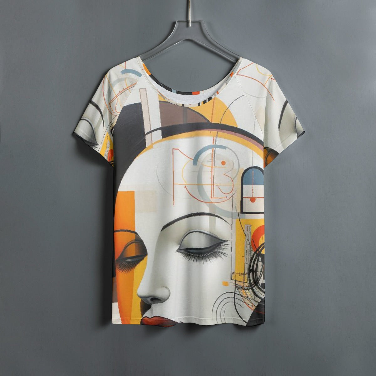 All-Over Print Women's Round Neck T-shirt With Raglan Sleeve