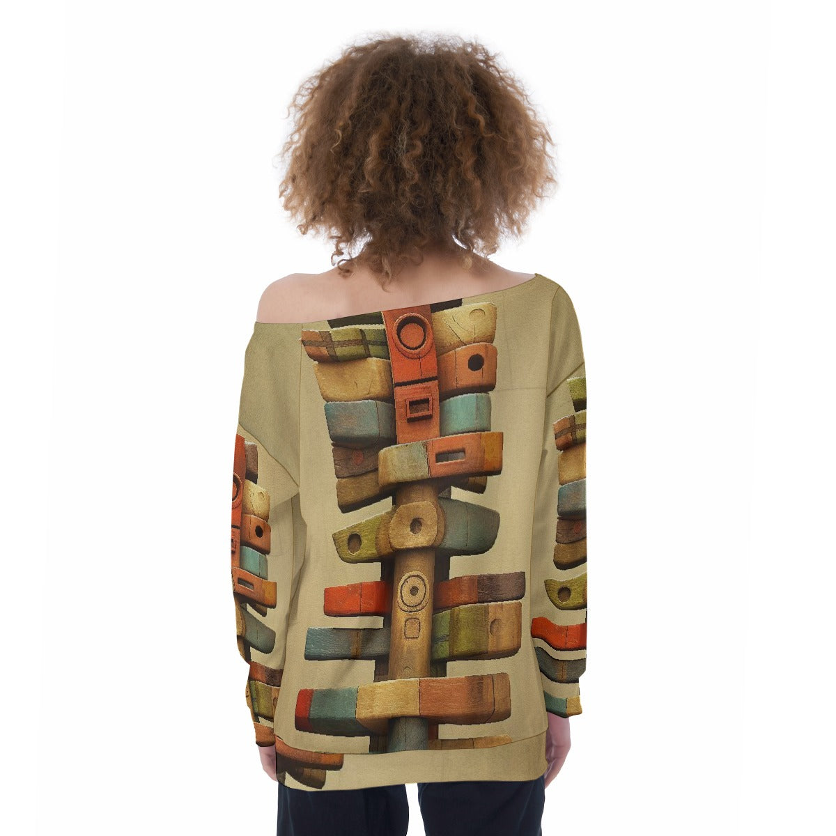 All-Over Print Oversized Women's Off-Shoulder Sweatshirt