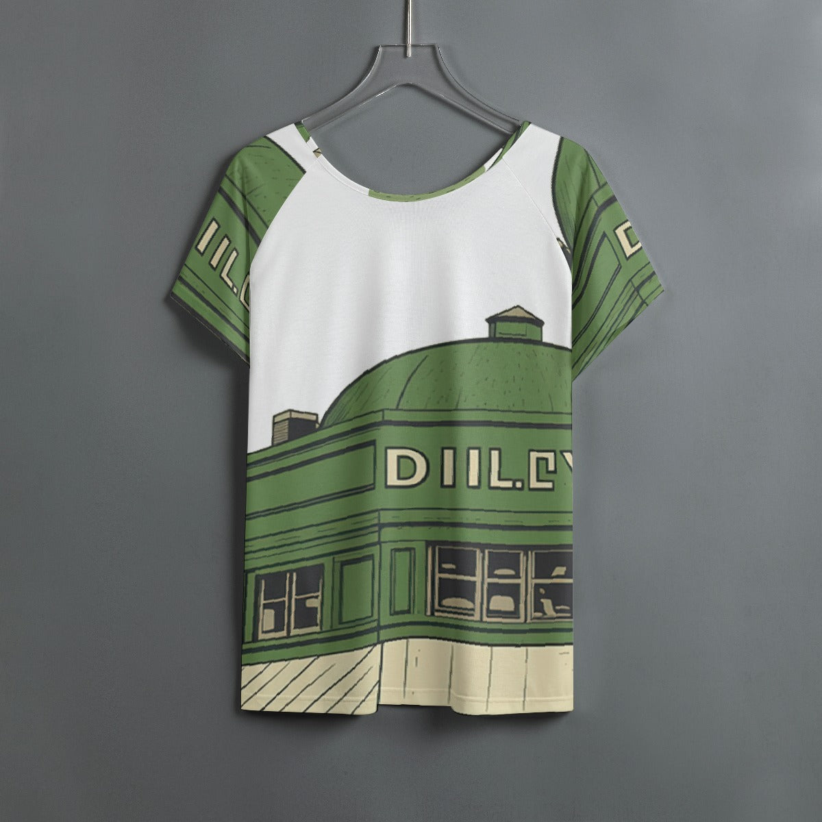 All-Over Print Women's Round Neck T-shirt With Raglan Sleeve