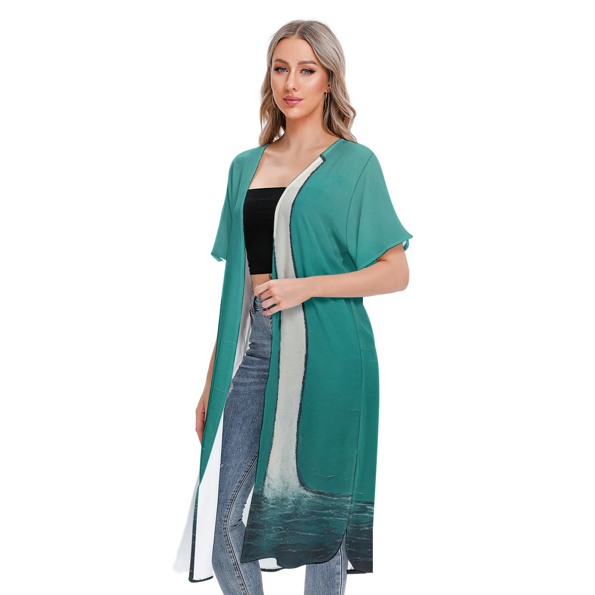 All-Over Print Women's Short Sleeve Cardigan