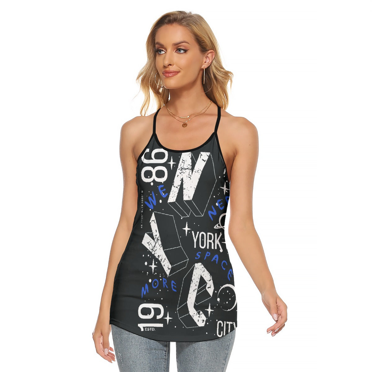 All-Over Print Women's Criss-Cross Open Back Tank Top