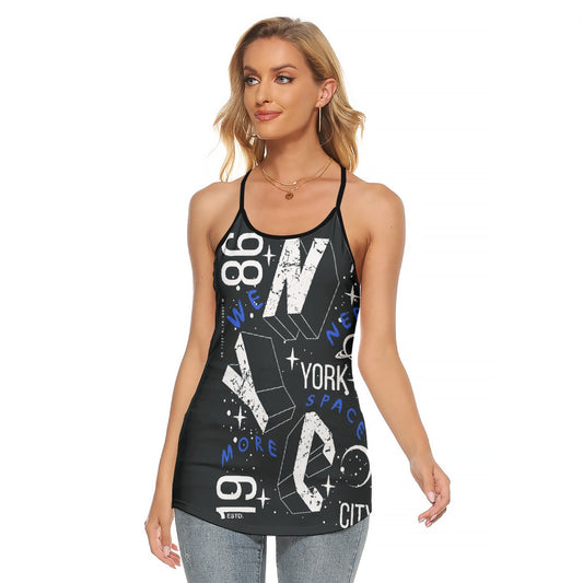 All-Over Print Women's Criss-Cross Open Back Tank Top