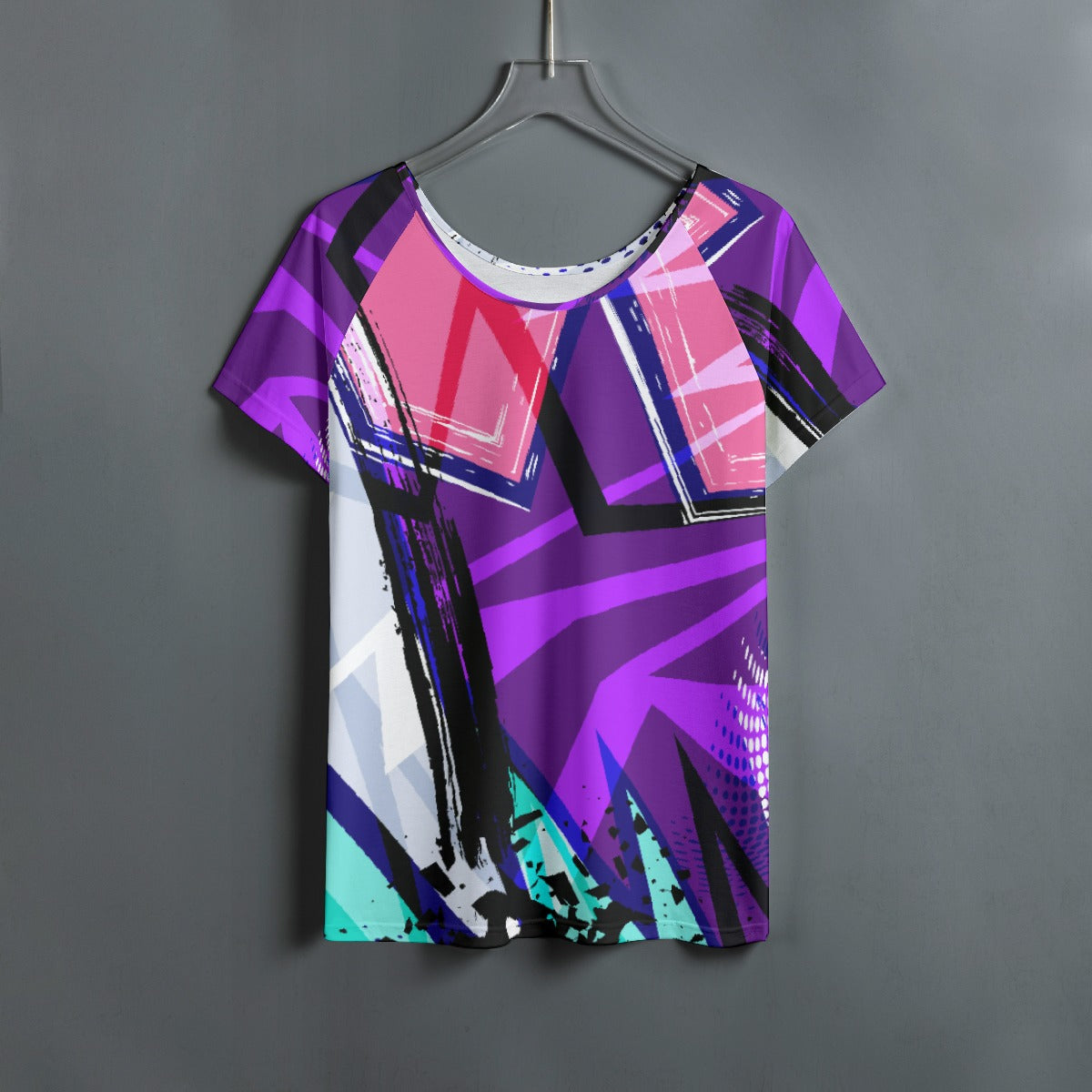 All-Over Print Women's Round Neck T-shirt With Raglan Sleeve