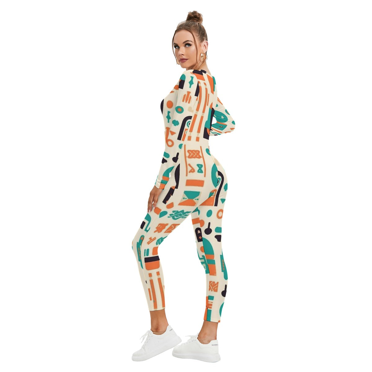 All-Over Print Women's Plunging Neck Jumpsuit