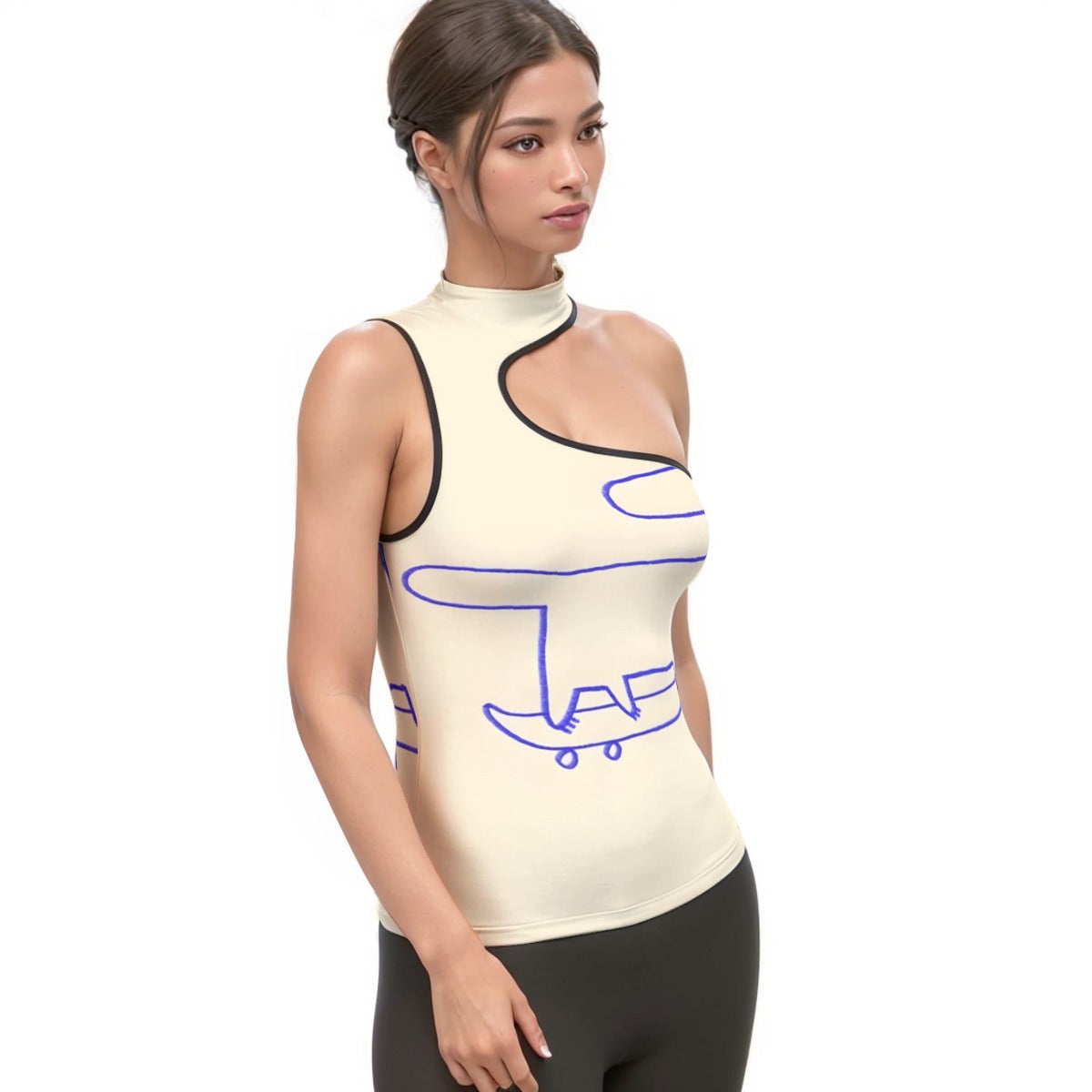 All-Over Print Women's Halter Sleeveless Asymmetrical Tank Top