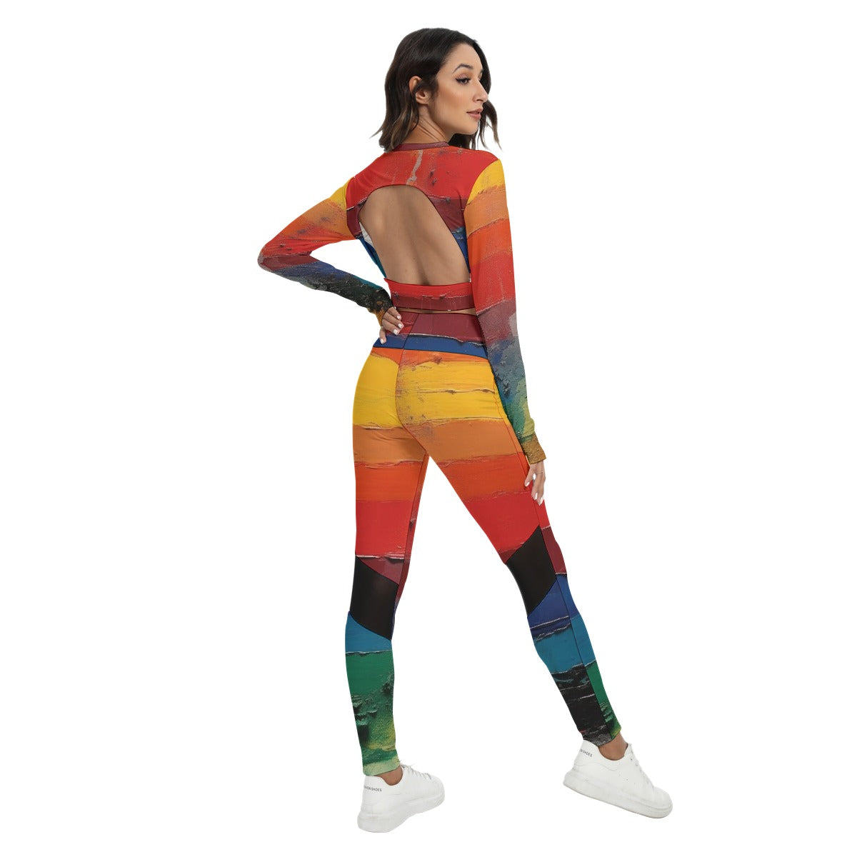 All-Over Print Women's Sport Set With Backless Top And Leggings