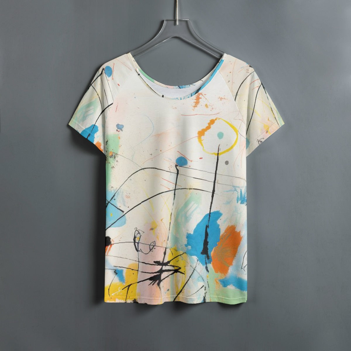 All-Over Print Women's Round Neck T-shirt With Raglan Sleeve