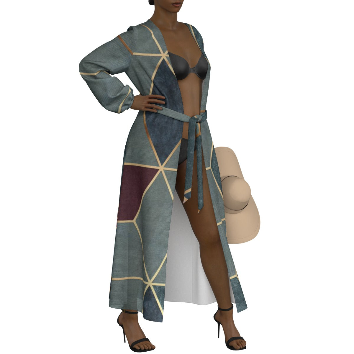 All-Over Print Women's Lace-up Chiffon Robe