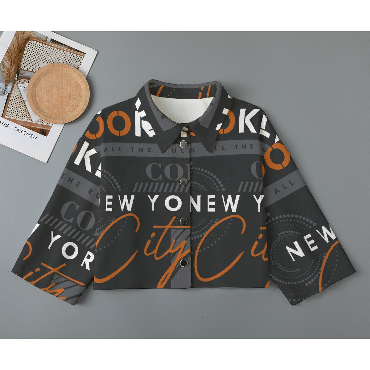 All-Over Print Women's Cropped Jacket | 245GSM Cotton