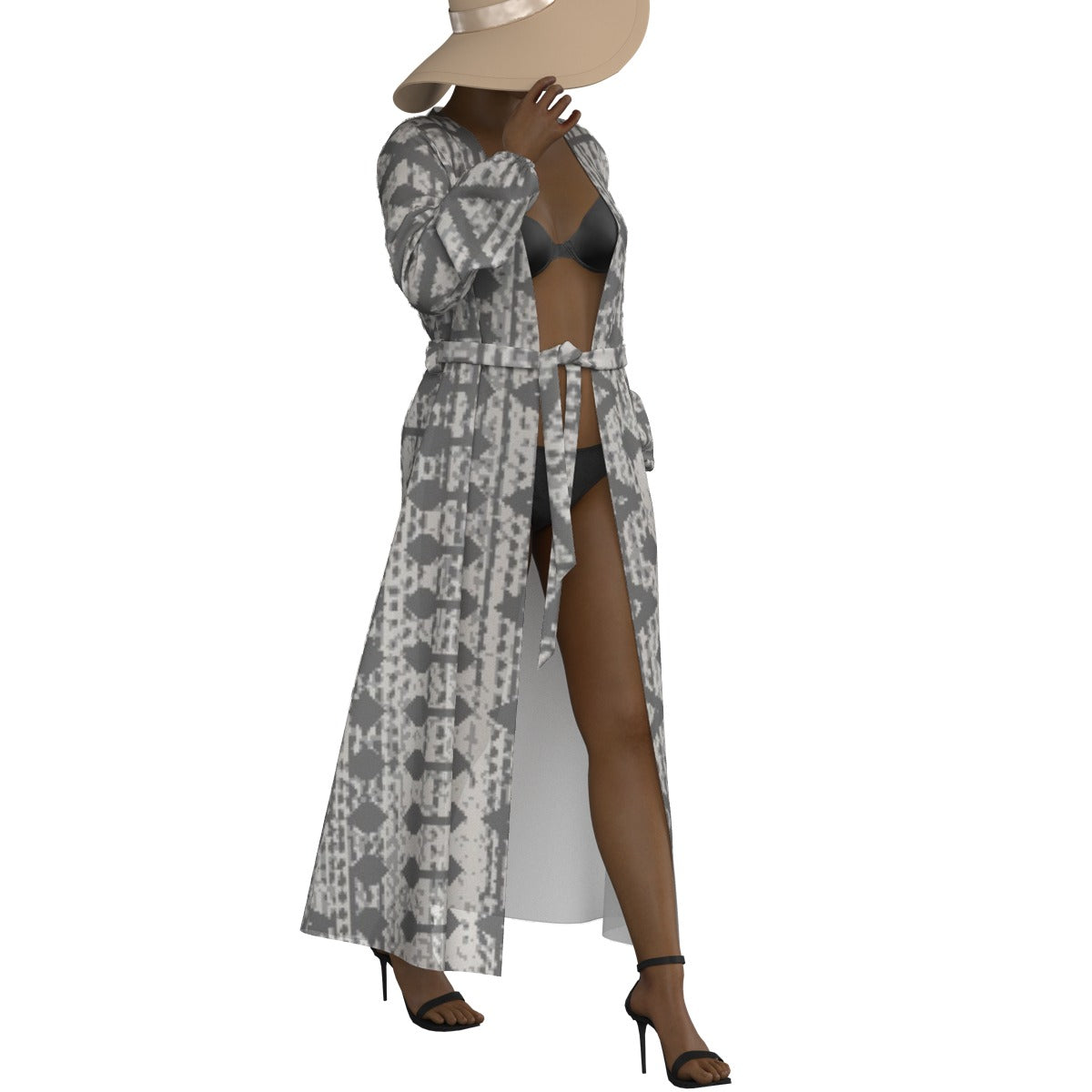 All-Over Print Women's Lace-up Chiffon Robe