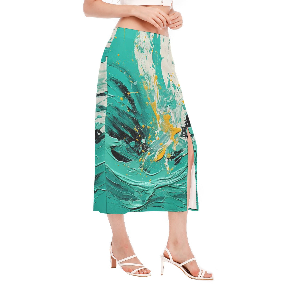 All-Over Print Women's High Slit Long Skirt