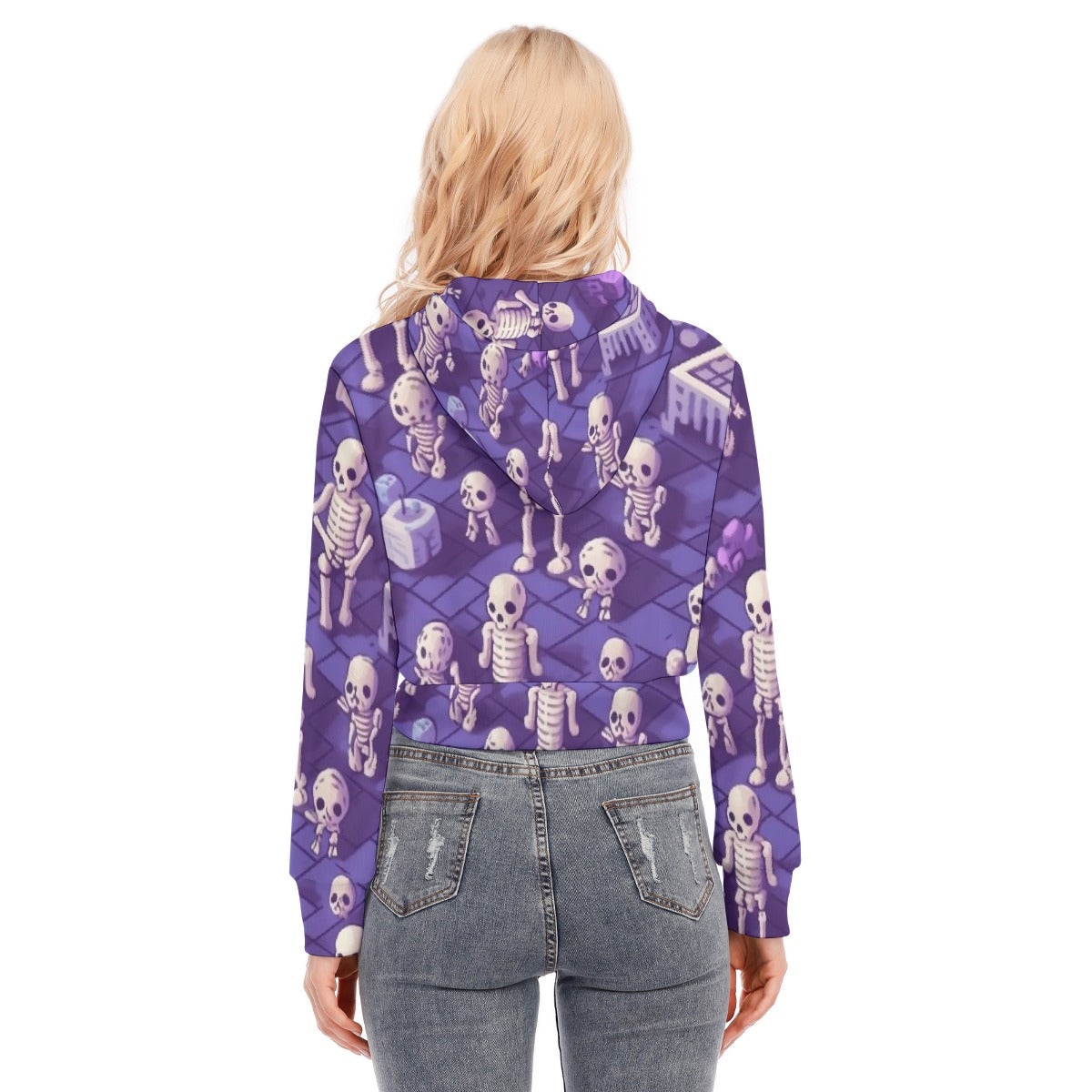 All-Over Print Women's Crop Top Hoodie With Zipper Closure