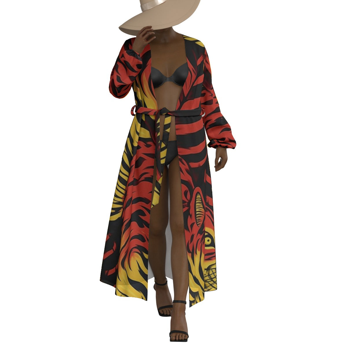 All-Over Print Women's Lace-up Chiffon Robe