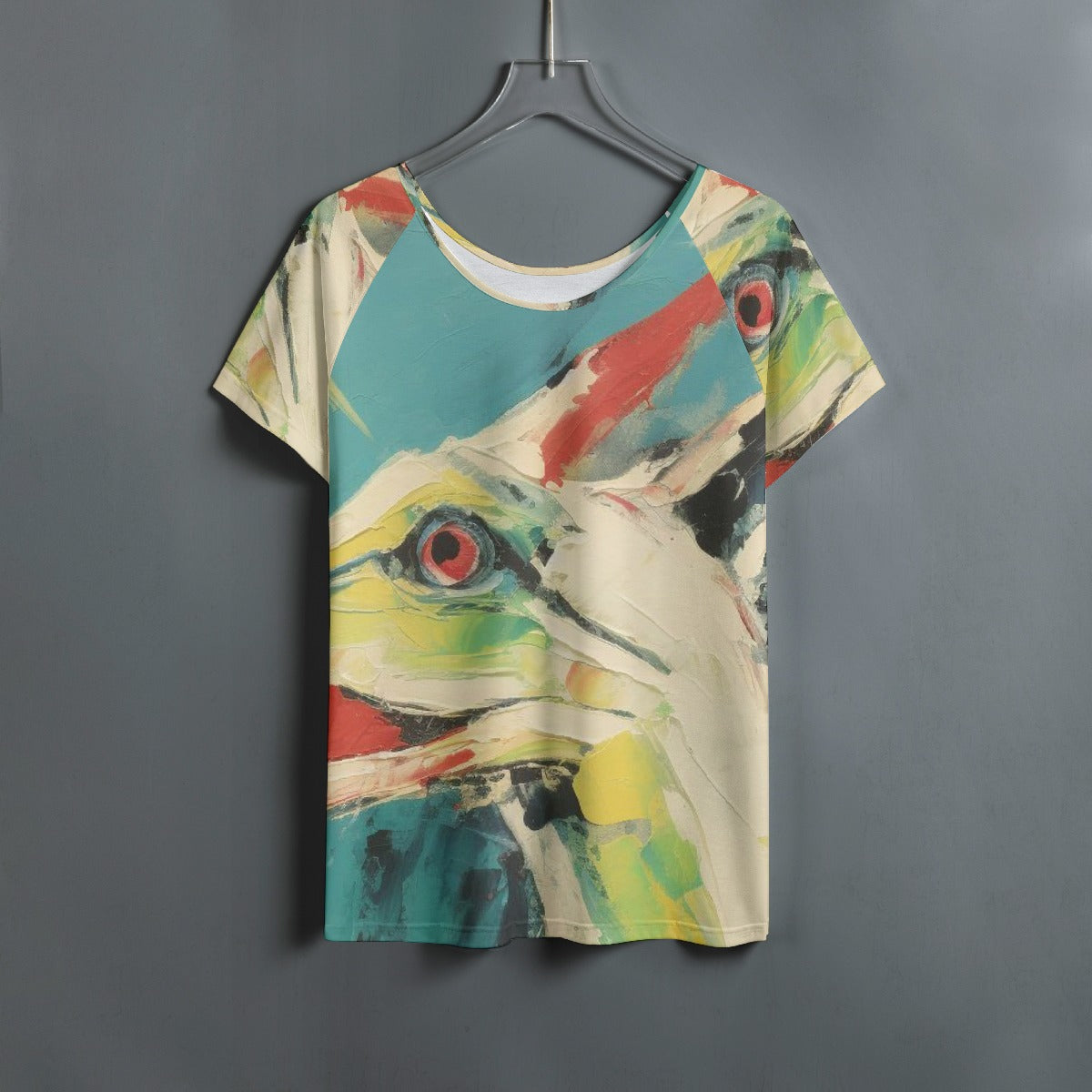All-Over Print Women's Round Neck T-shirt With Raglan Sleeve