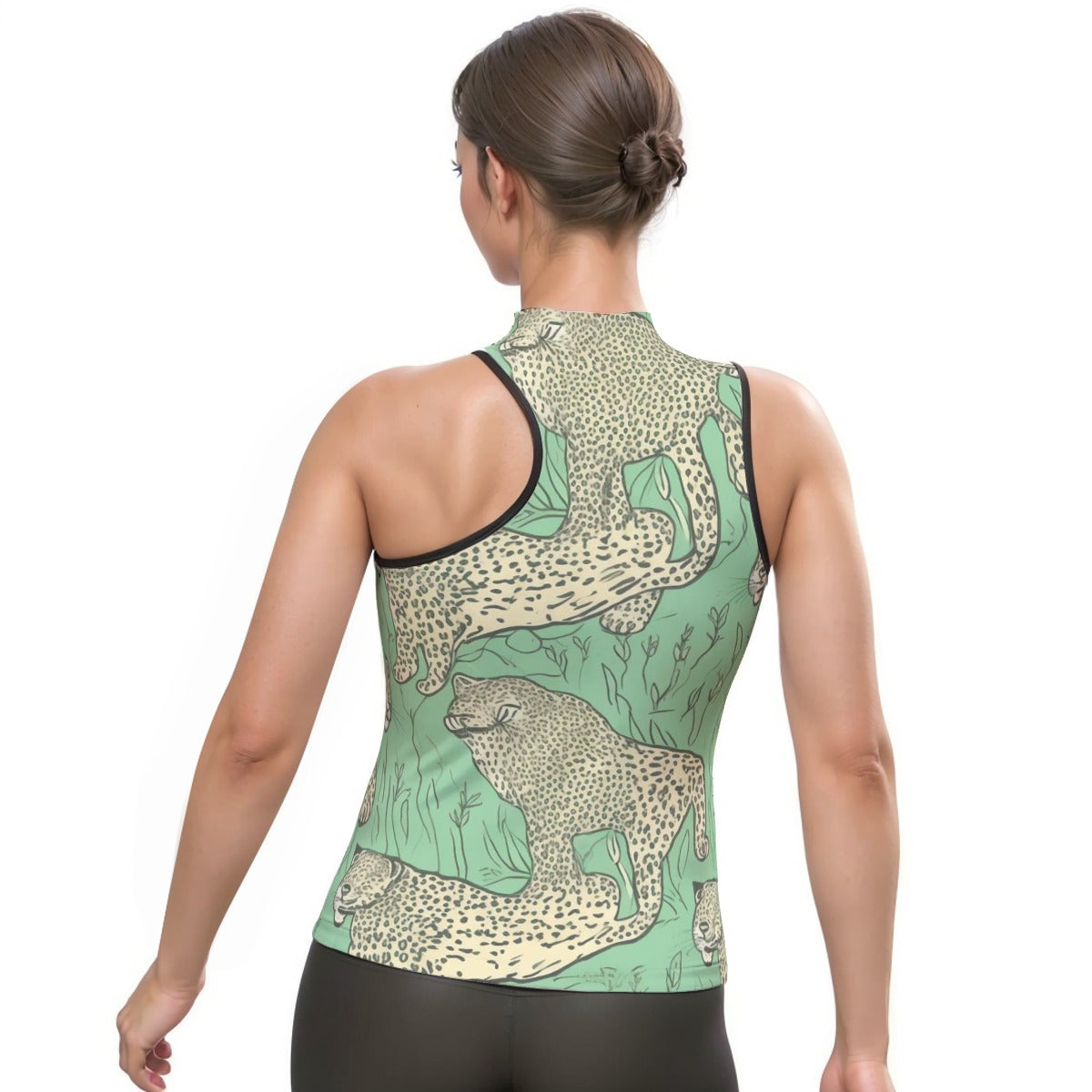 All-Over Print Women's Halter Sleeveless Asymmetrical Tank Top