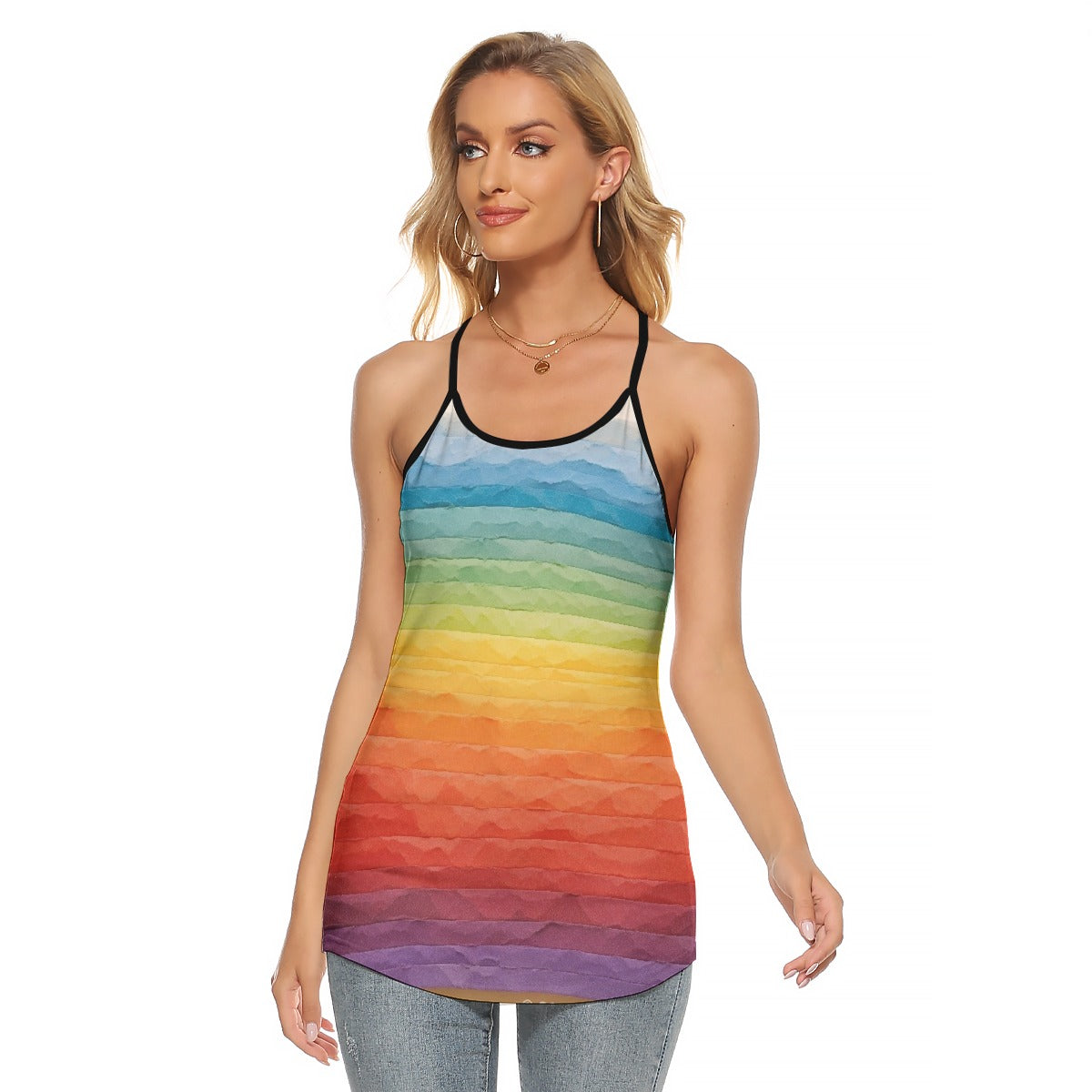 All-Over Print Women's Criss-Cross Open Back Tank Top