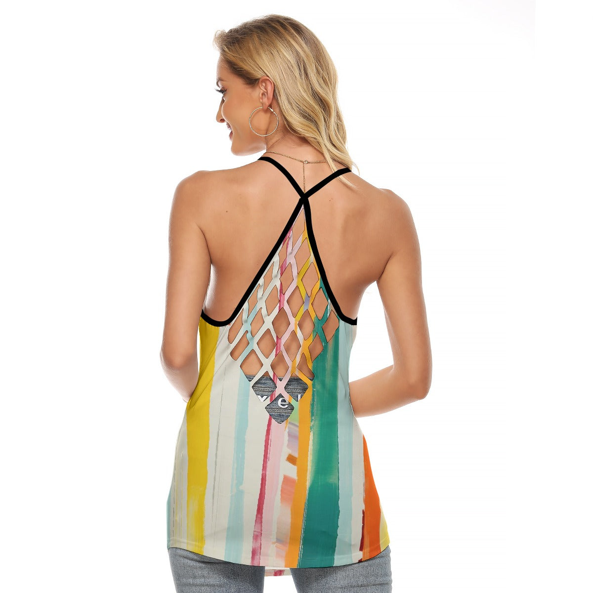 All-Over Print Women's Criss-Cross Open Back Tank Top