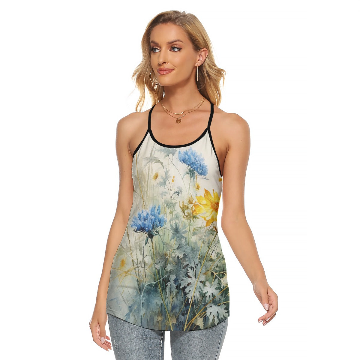 All-Over Print Women's Criss-Cross Open Back Tank Top