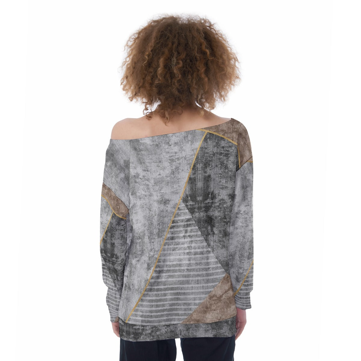 All-Over Print Oversized Women's Off-Shoulder Sweatshirt