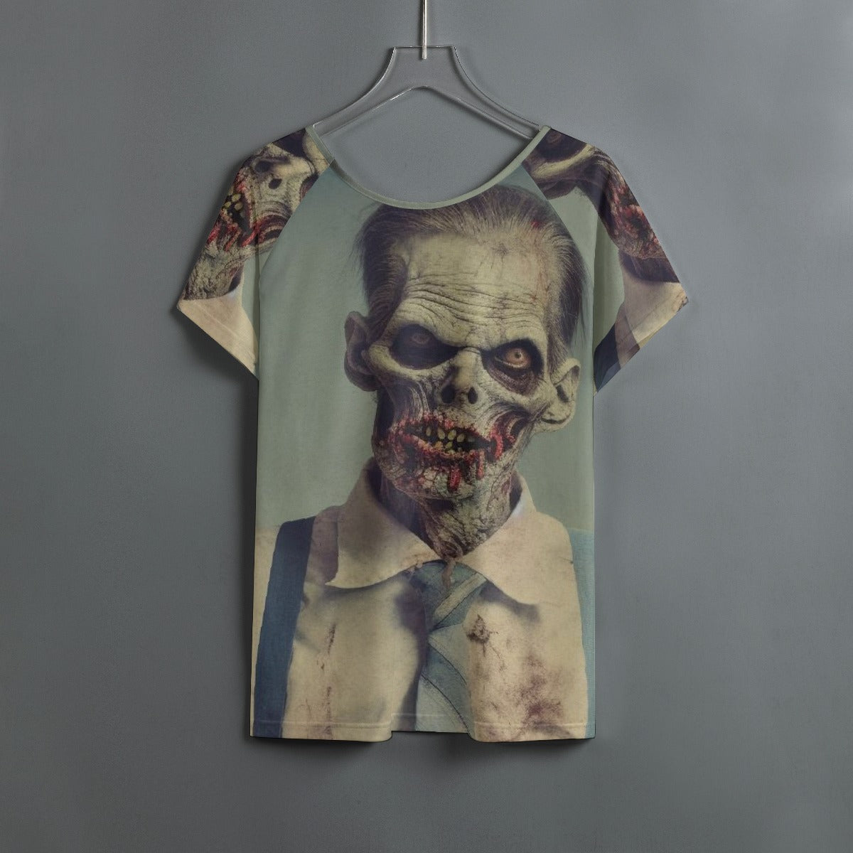 All-Over Print Women's Round Neck T-shirt With Raglan Sleeve