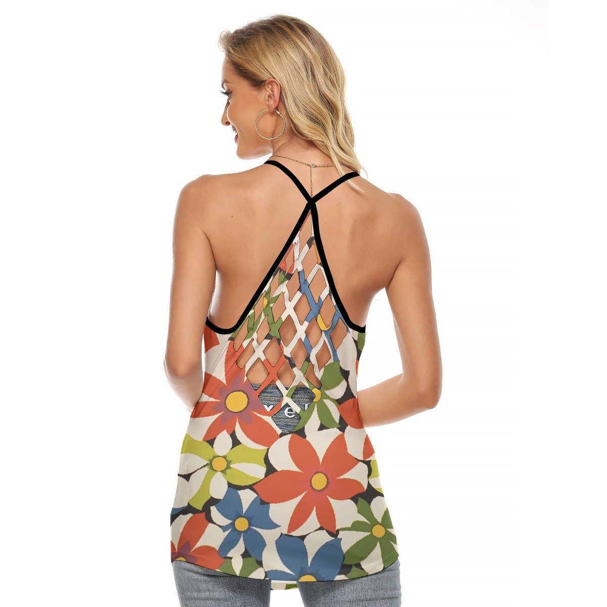 All-Over Print Women's Criss-Cross Open Back Tank Top