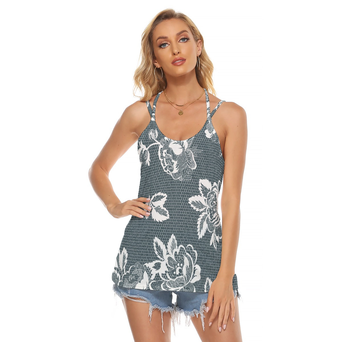 All-Over Print Women's Halter Top With Backless