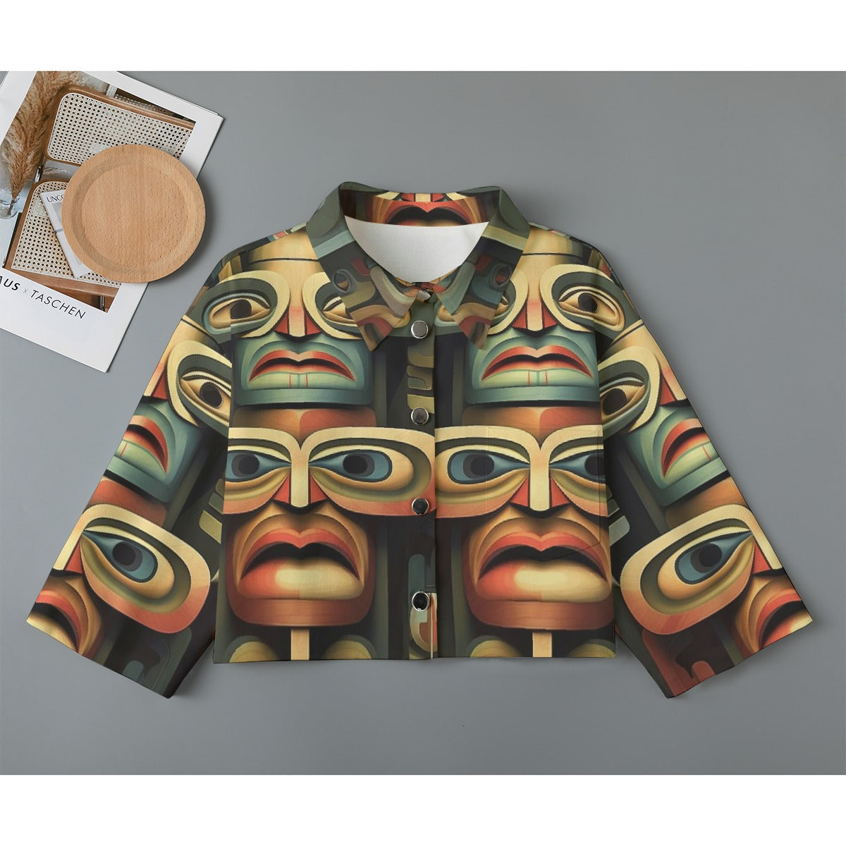 All-Over Print Women's Cropped Jacket | 245GSM Cotton