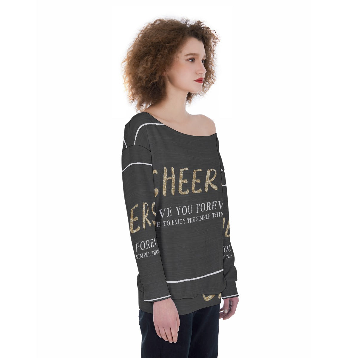 All-Over Print Oversized Women's Off-Shoulder Sweatshirt