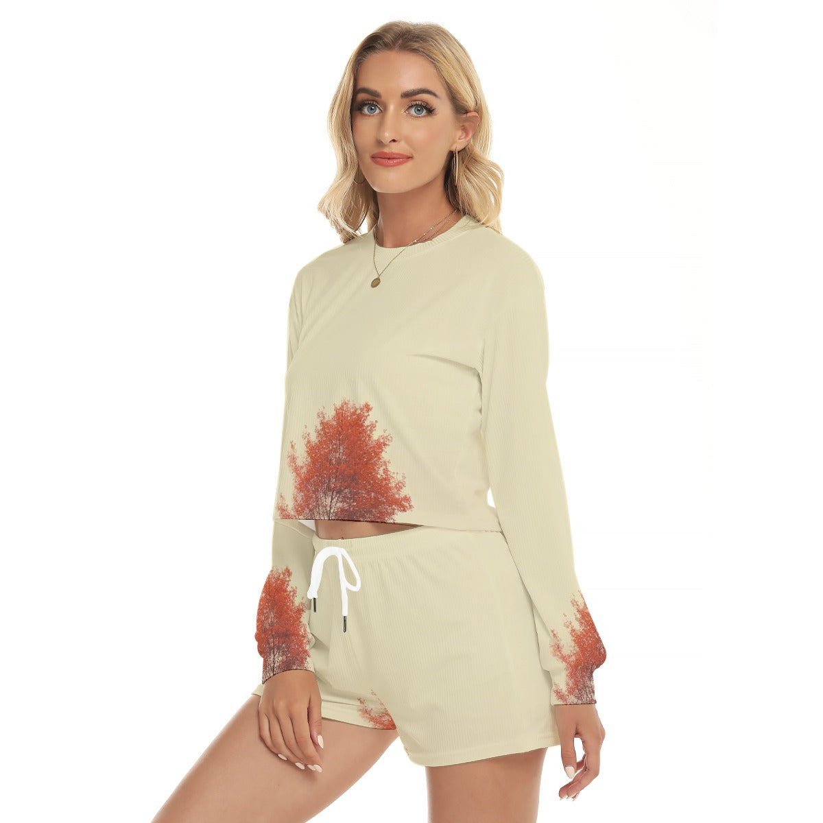 All-Over Print Women's Short Sweatshirt And Pants Suit