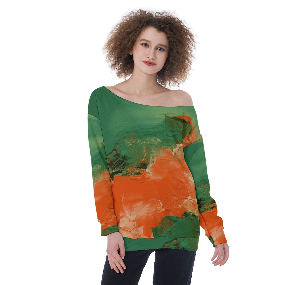 All-Over Print Oversized Women's Off-Shoulder Sweatshirt