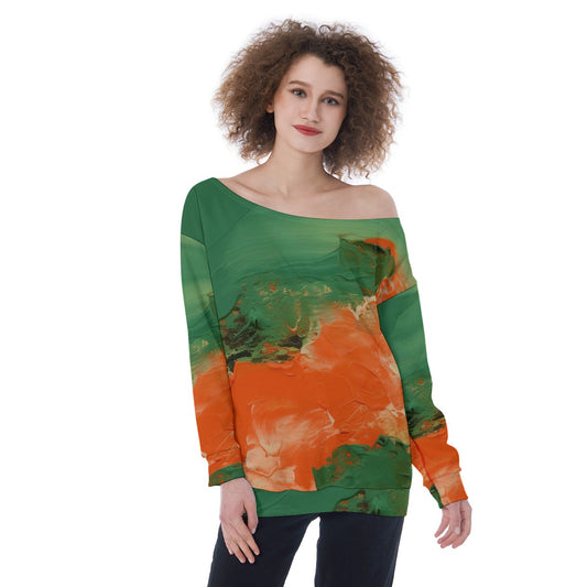 All-Over Print Oversized Women's Off-Shoulder Sweatshirt