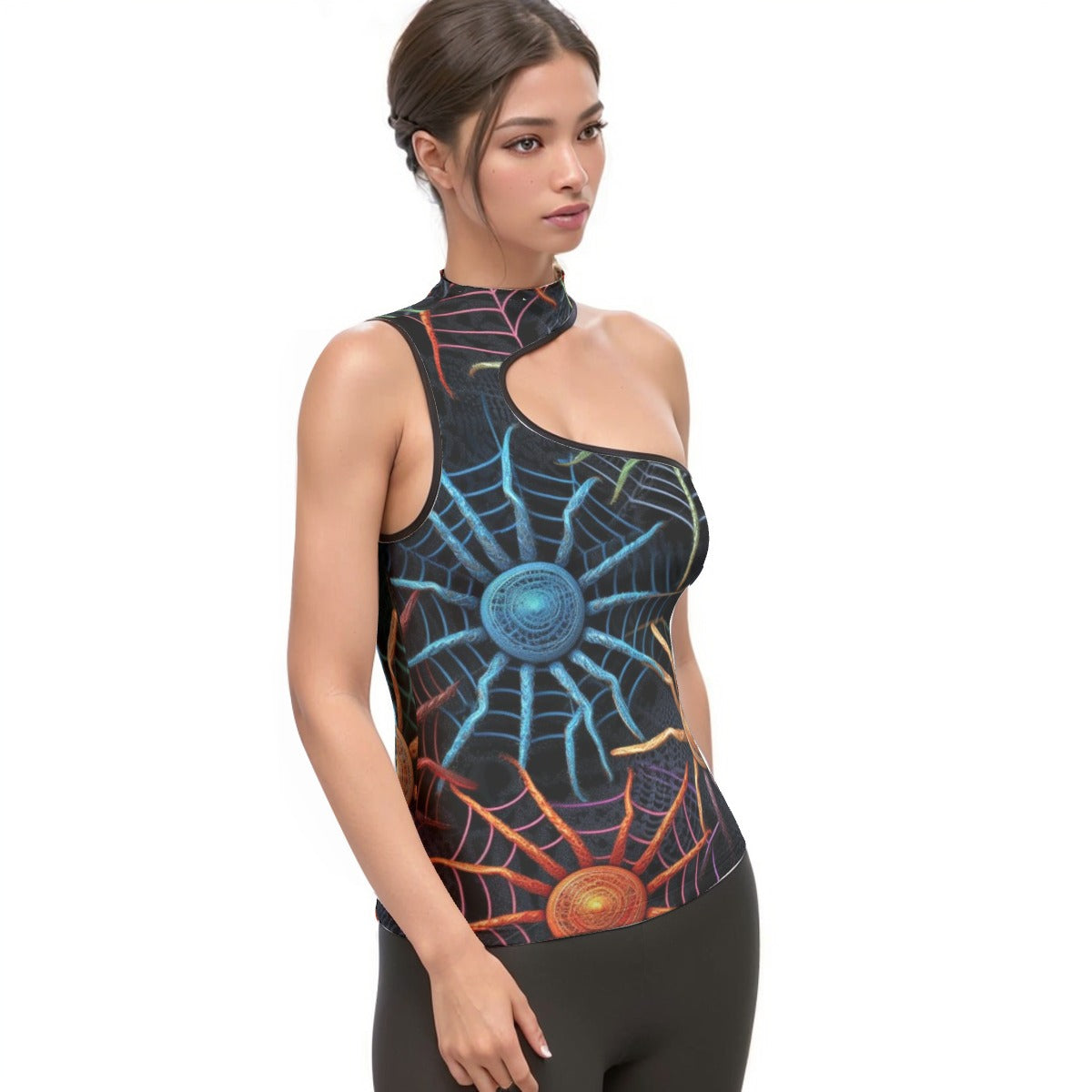 All-Over Print Women's Halter Sleeveless Asymmetrical Tank Top