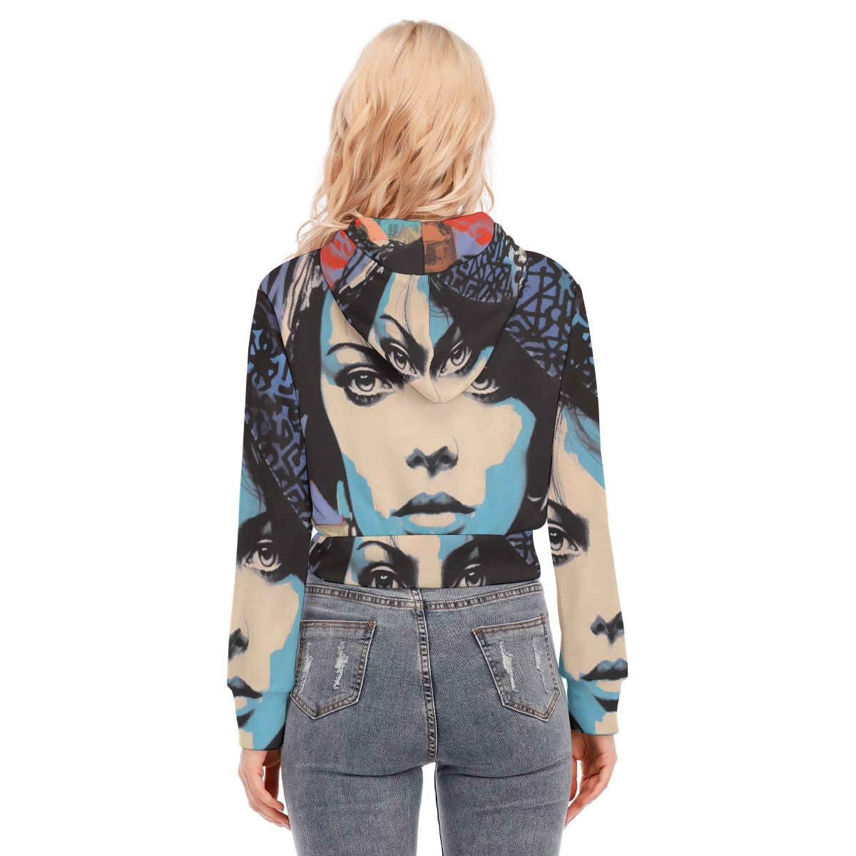 All-Over Print Women's Crop Top Hoodie With Zipper Closure