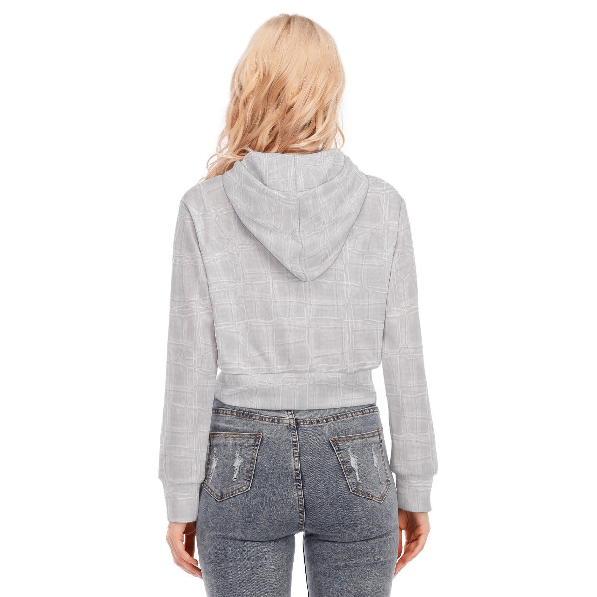 All-Over Print Women's Crop Top Hoodie With Zipper Closure