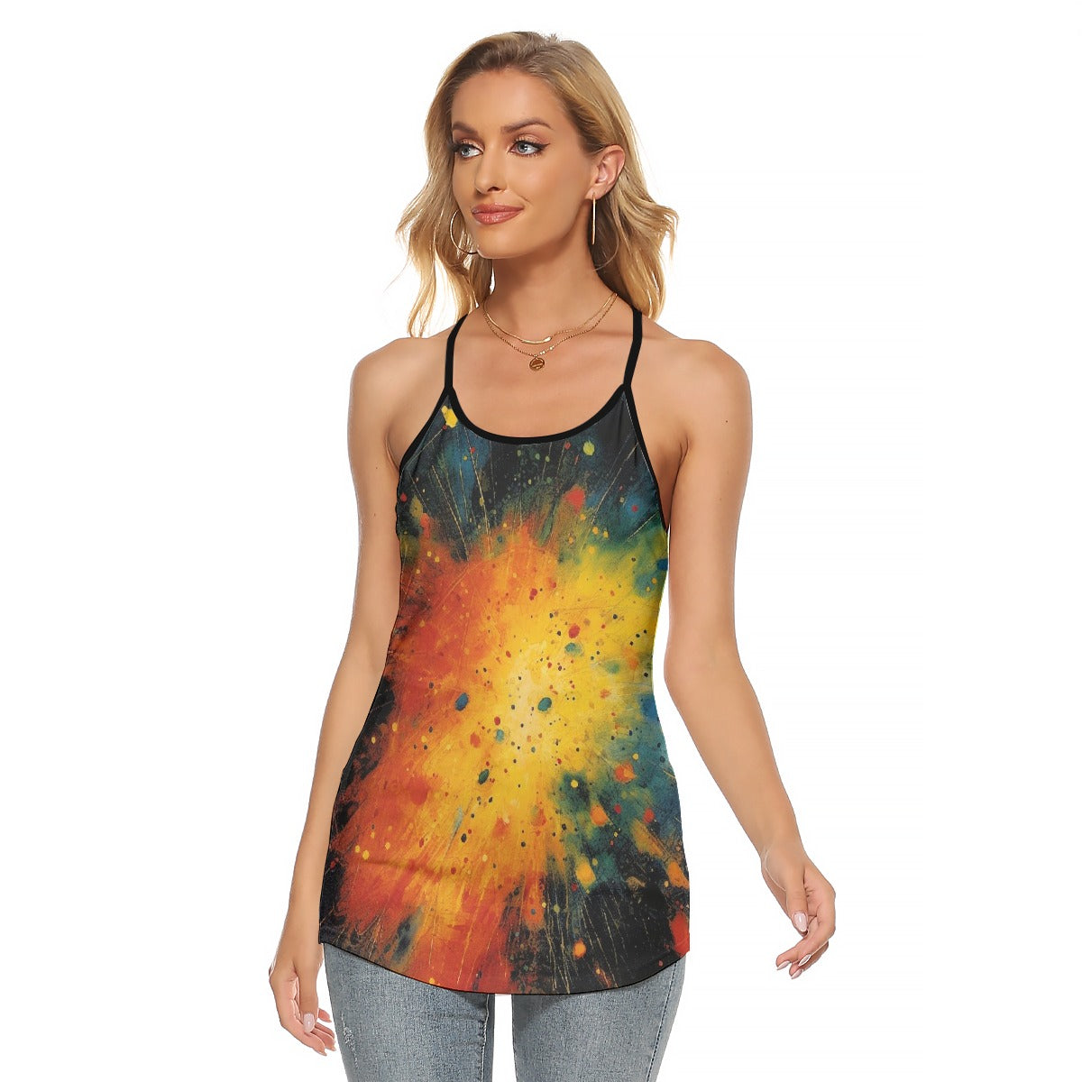 All-Over Print Women's Criss-Cross Open Back Tank Top