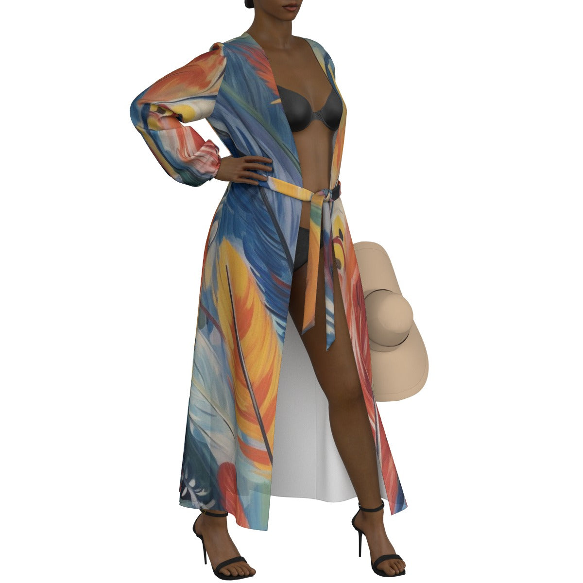 All-Over Print Women's Lace-up Chiffon Robe