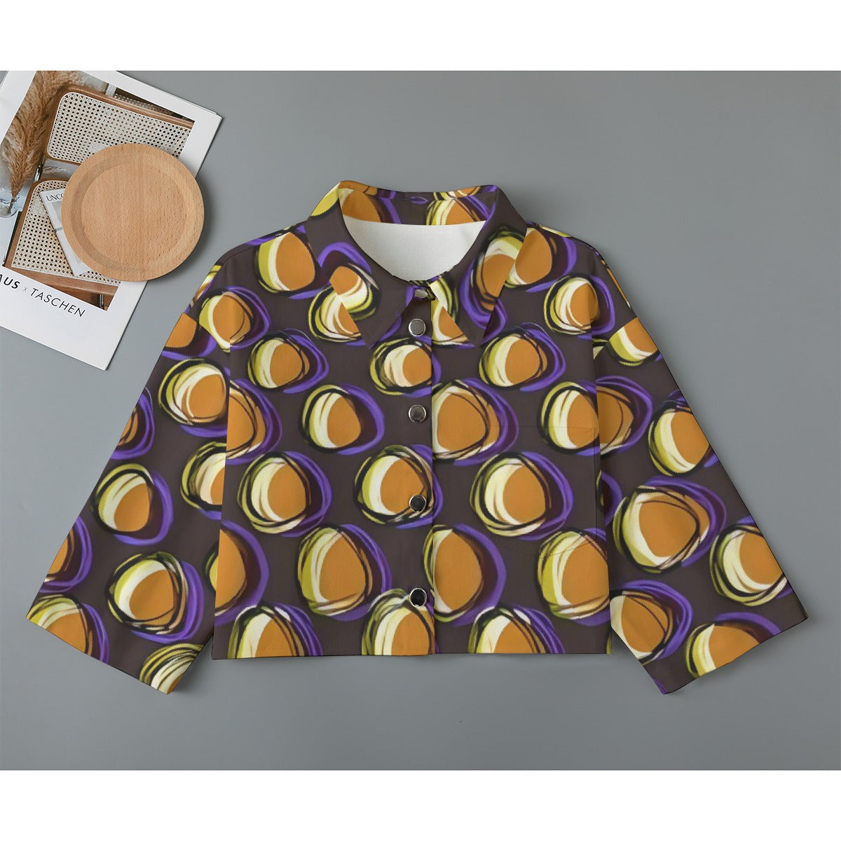 All-Over Print Women's Cropped Jacket | 245GSM Cotton