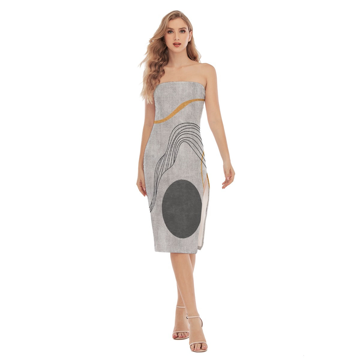 All-Over Print Women's Side Split Tube Top Dress