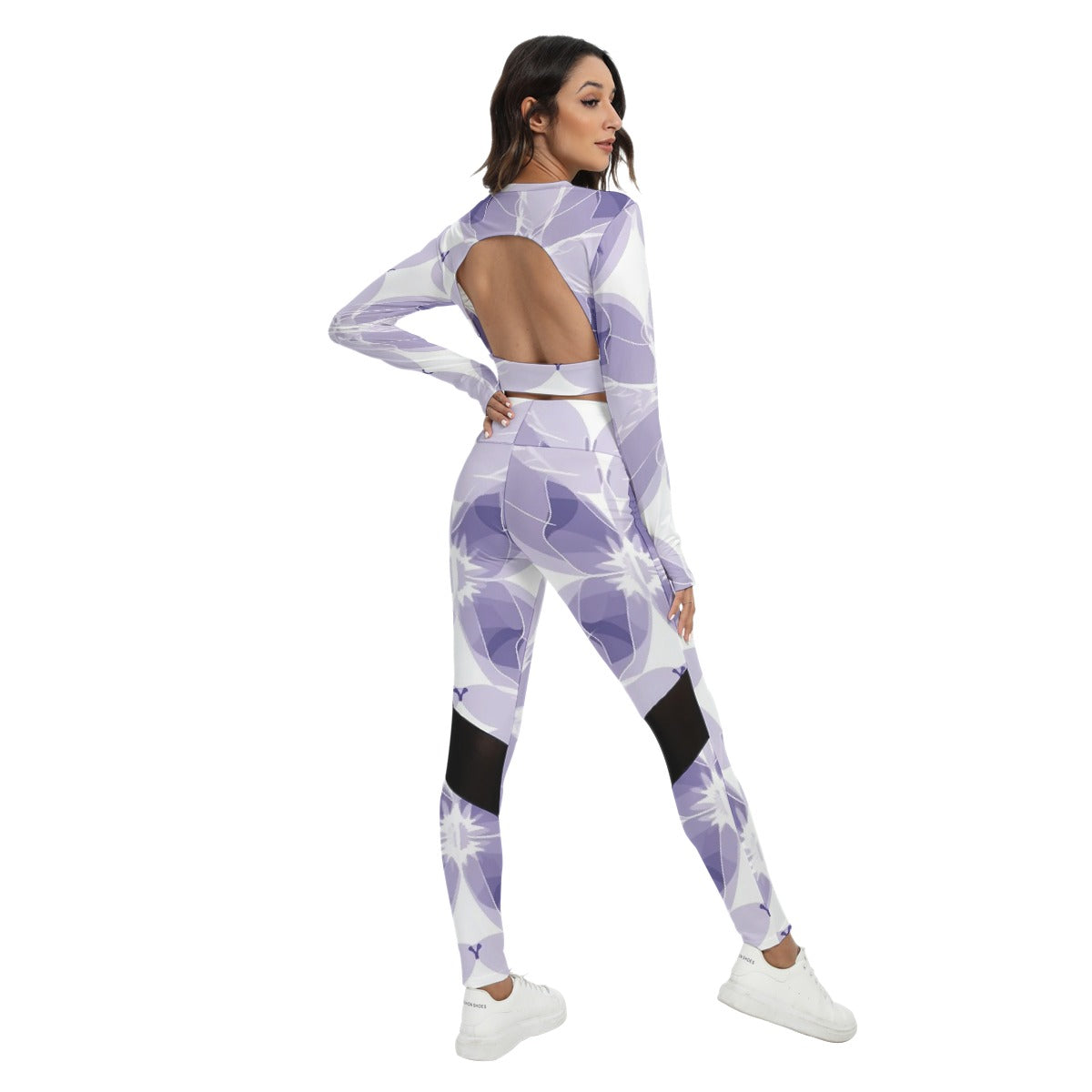 All-Over Print Women's Sport Set With Backless Top And Leggings