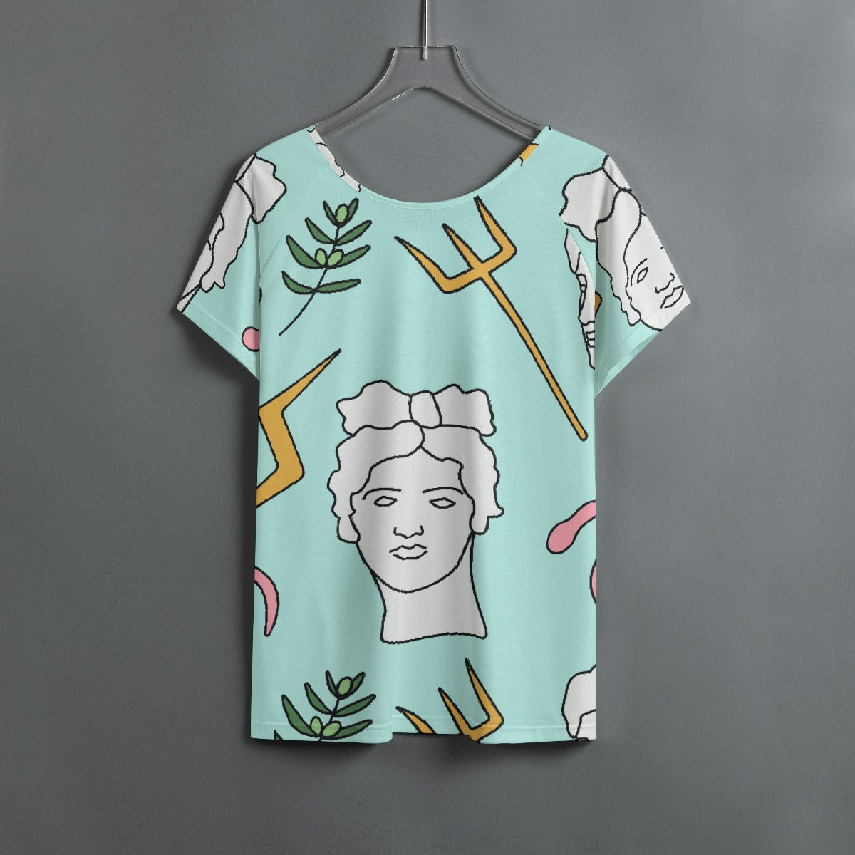 All-Over Print Women's Round Neck T-shirt With Raglan Sleeve