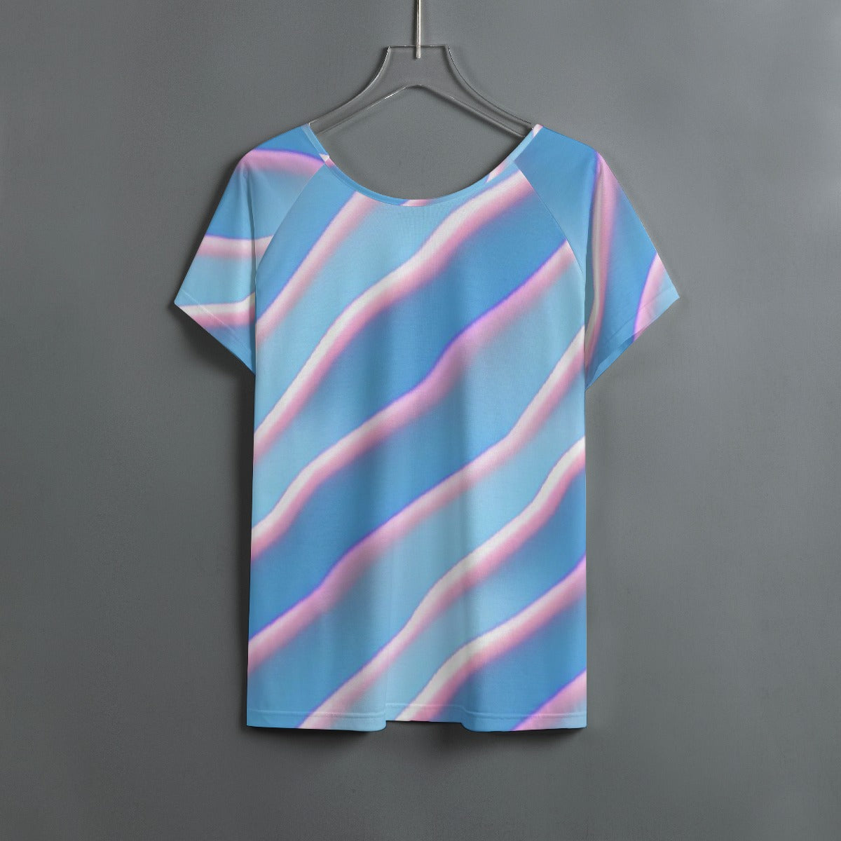 All-Over Print Women's Round Neck T-shirt With Raglan Sleeve