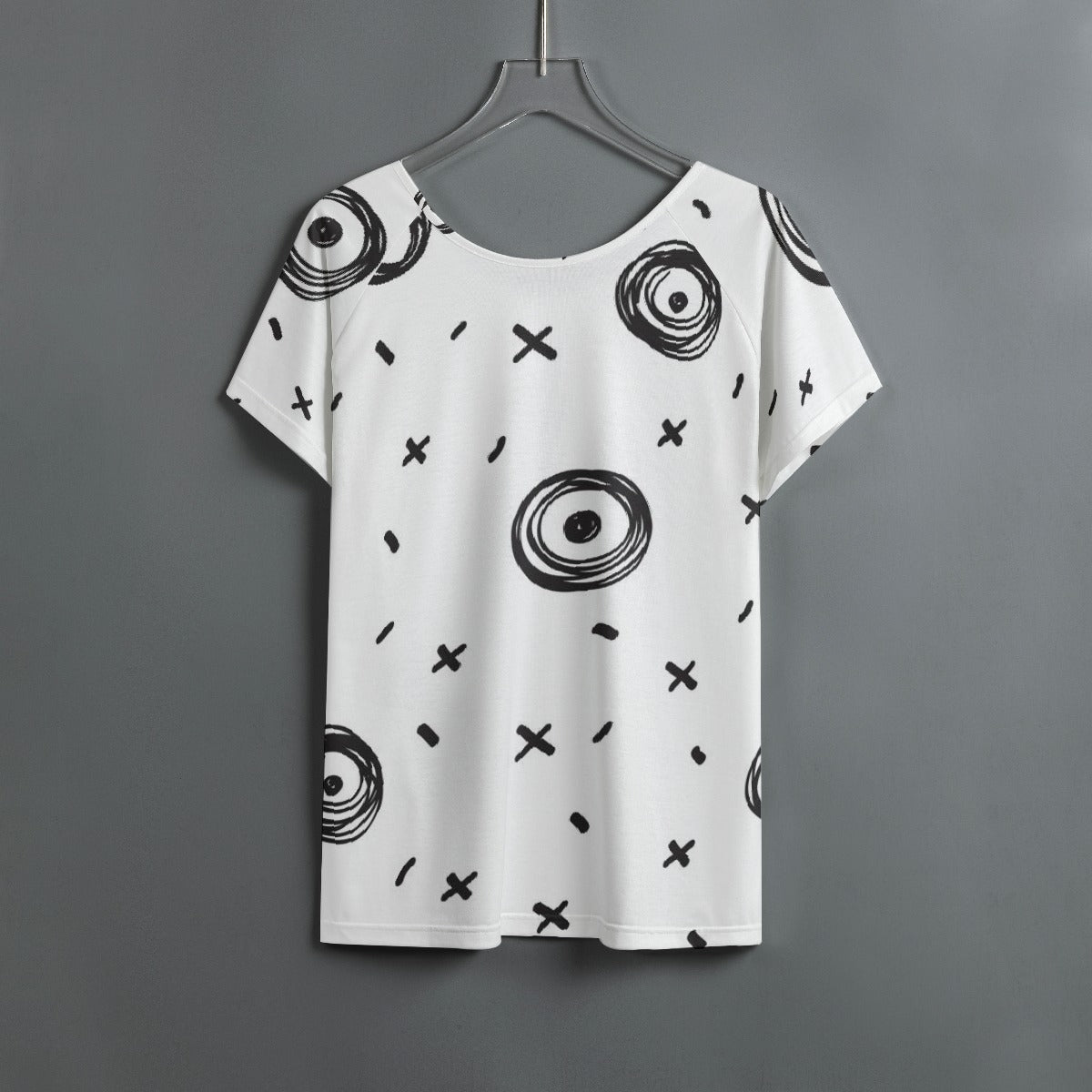 All-Over Print Women's Round Neck T-shirt With Raglan Sleeve