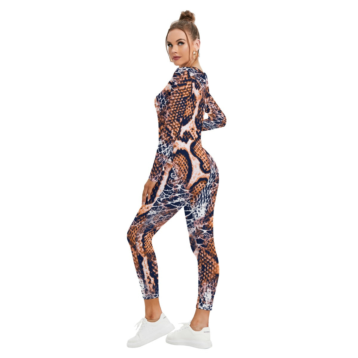 All-Over Print Women's Plunging Neck Jumpsuit