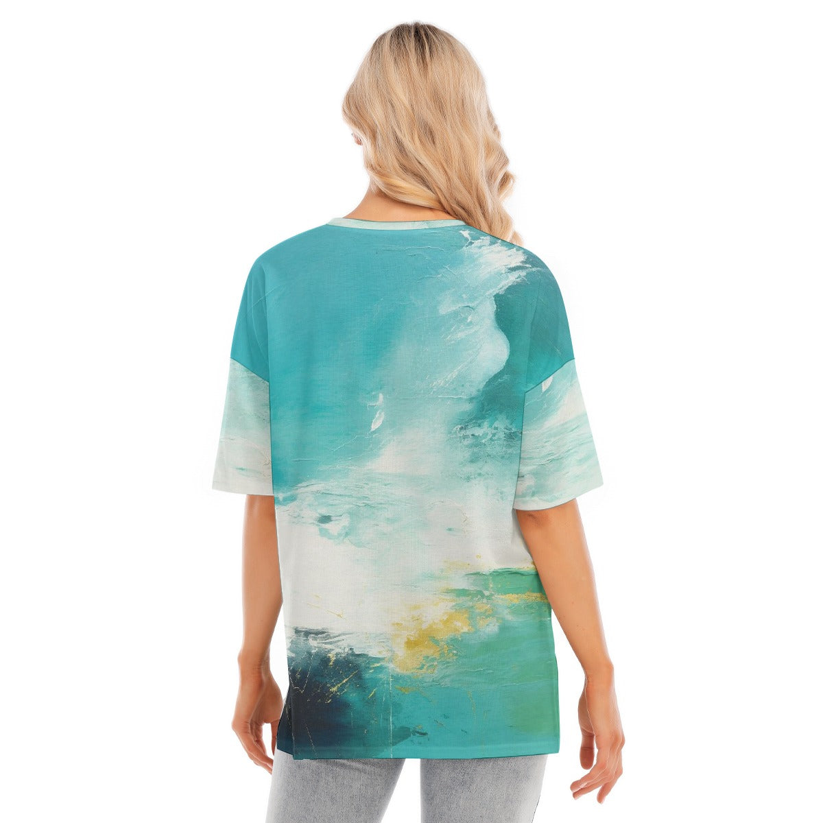 All-Over Print Women's Short Sleeves T-shirt With Hem Split