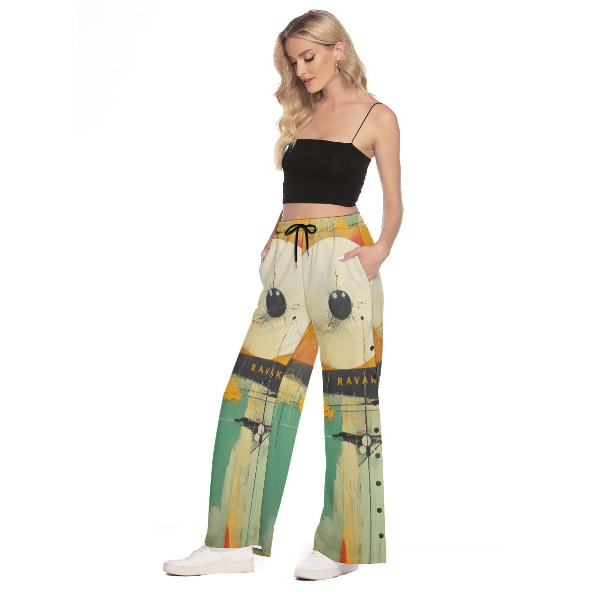All-Over Print Women's Side Slit Snap Button Trousers