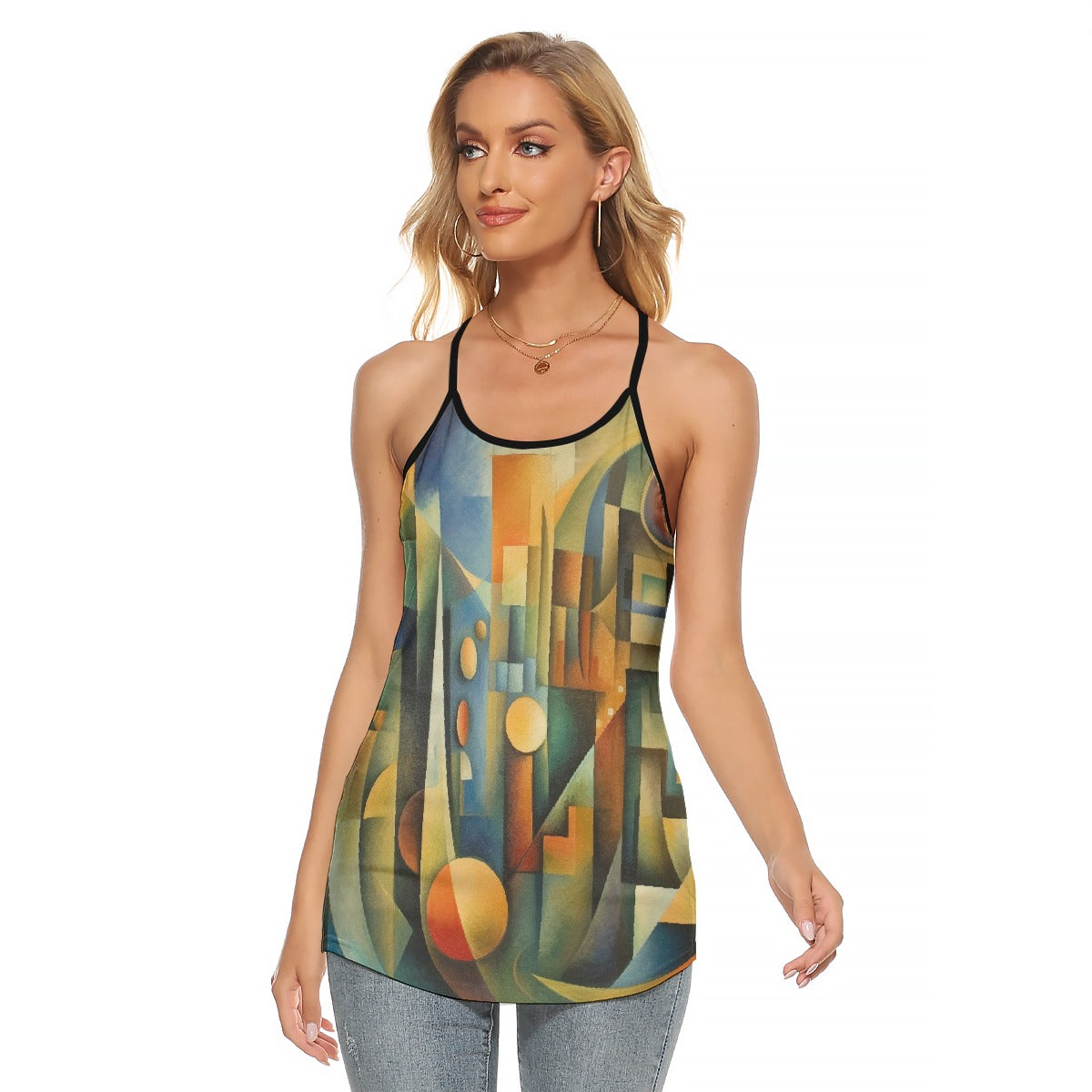 All-Over Print Women's Criss-Cross Open Back Tank Top