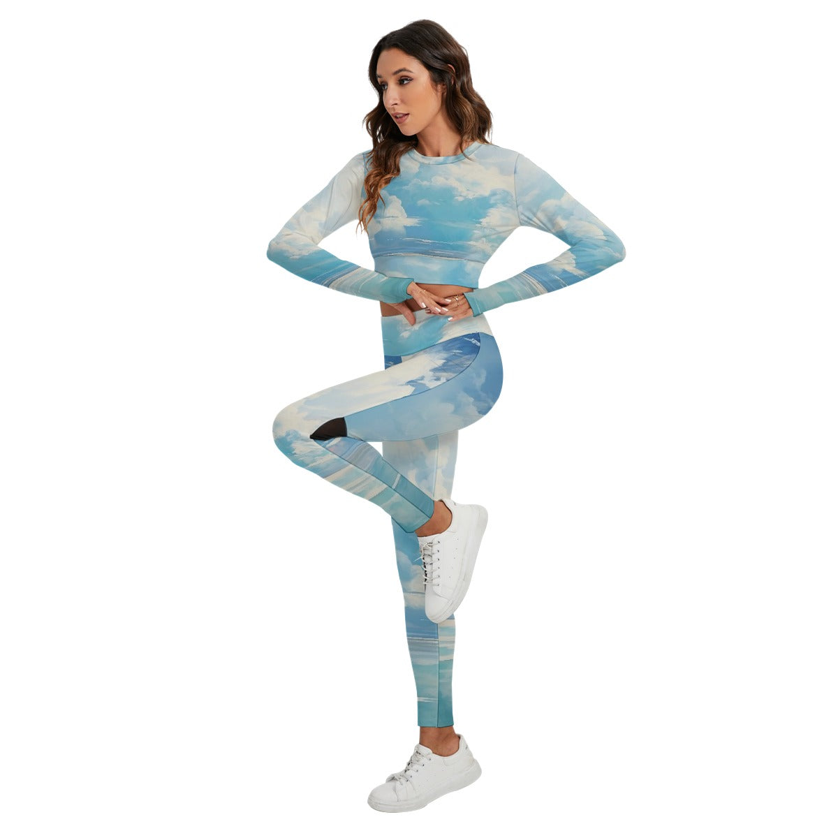 All-Over Print Women's Sport Set With Backless Top And Leggings