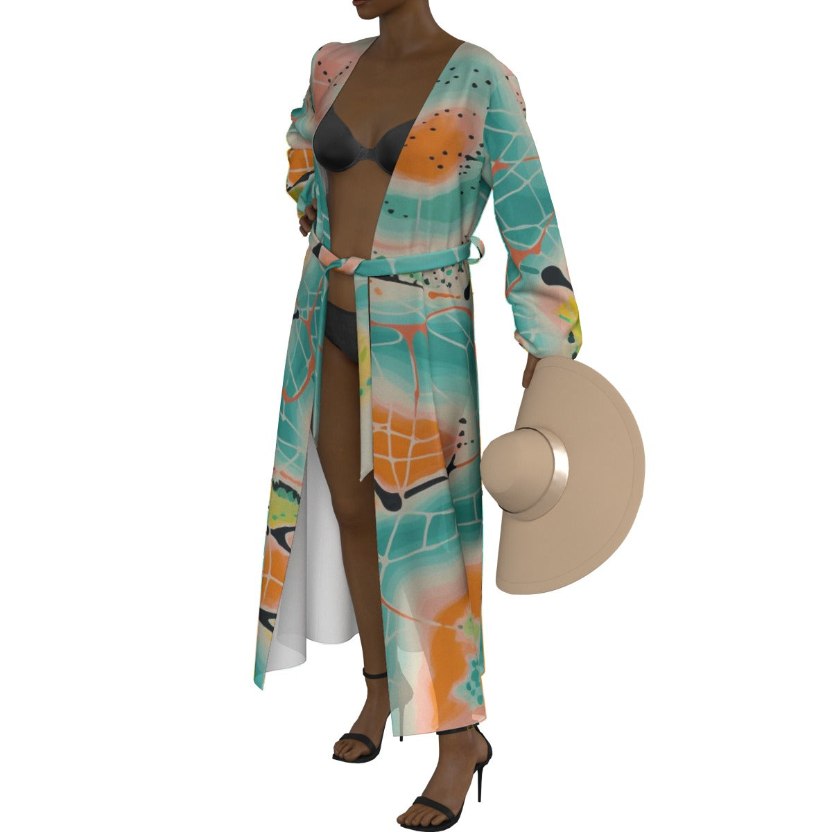 All-Over Print Women's Lace-up Chiffon Robe