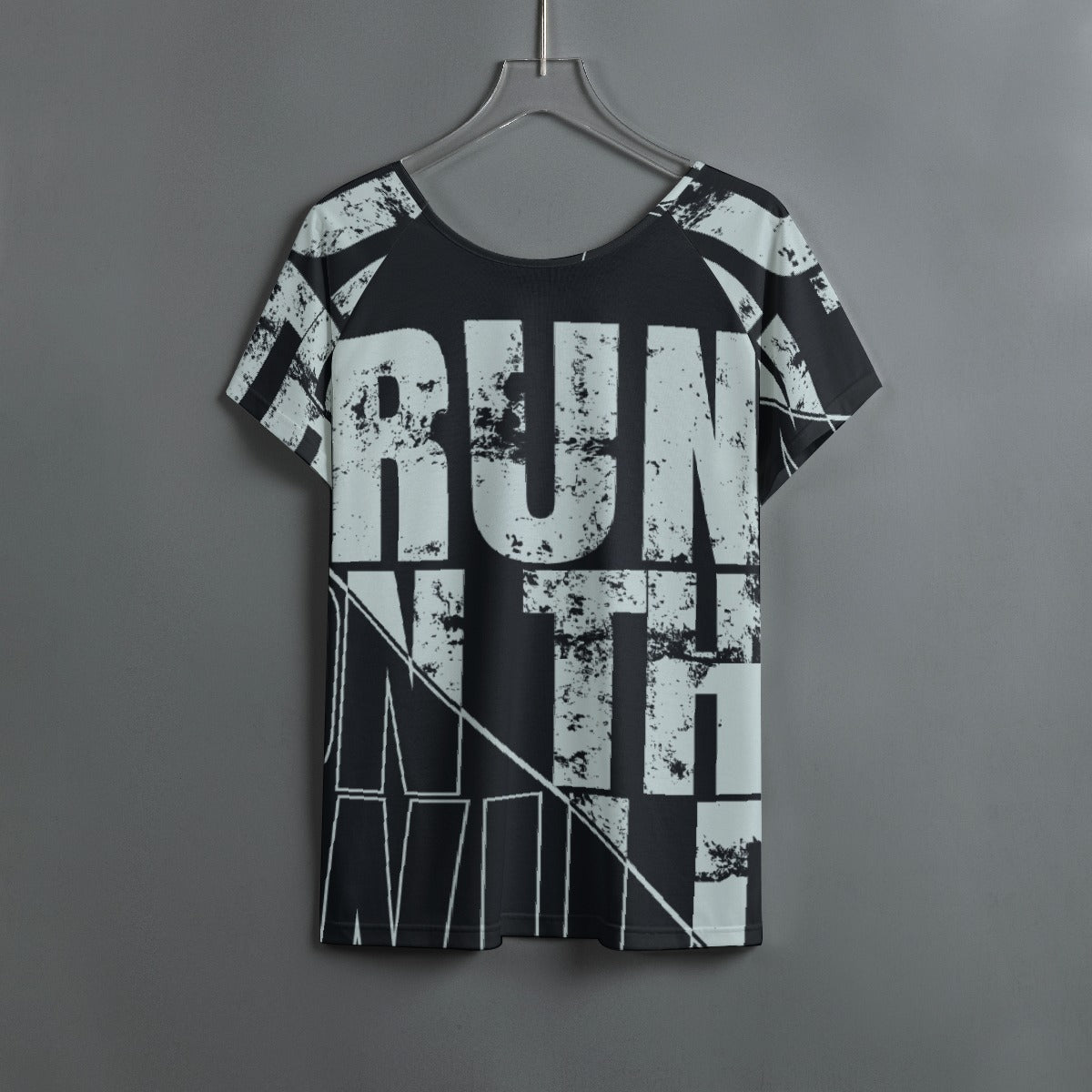 All-Over Print Women's Round Neck T-shirt With Raglan Sleeve