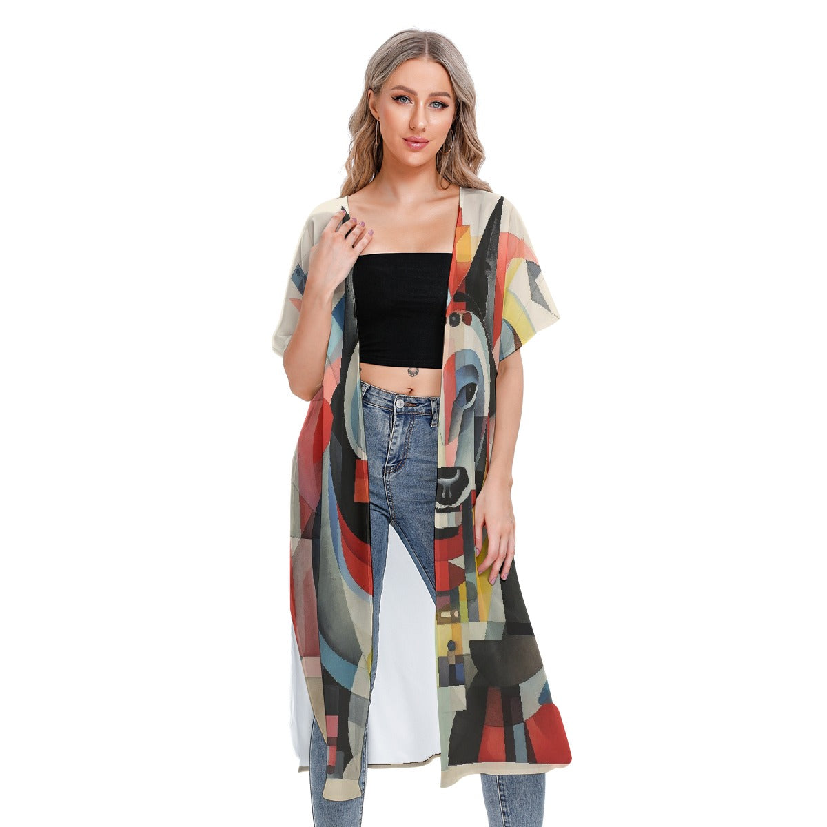 All-Over Print Women's Short Sleeve Cardigan